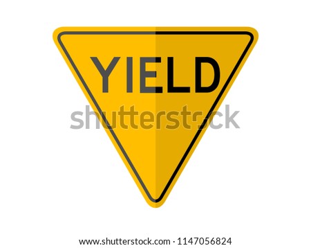 isolated yield sign with the text "YIELD" on yellow round triangle board. flat vector design. infographic style