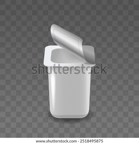 Isolated Yogurt Cup With An Open Silver Foil Lid Symbolizes Freshness, Convenience And Dairy Products. 3d Vector