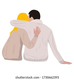 Isolated young couple hugging. Love symbol - Vector