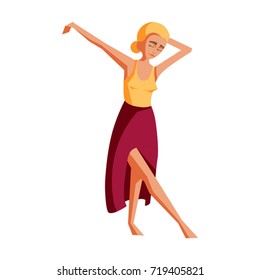 Isolated young graceful dancing lady