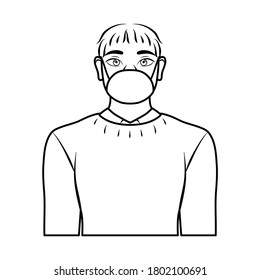 Isolated young man wearing a face mask - Vector