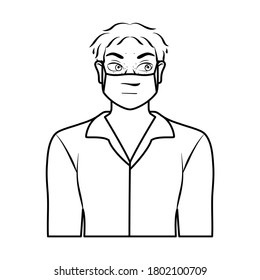 Isolated young man wearing a face mask - Vector