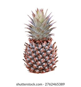 Isolated Young Pink Pineapple Cutout on White Background