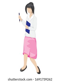 isolated young student on white background