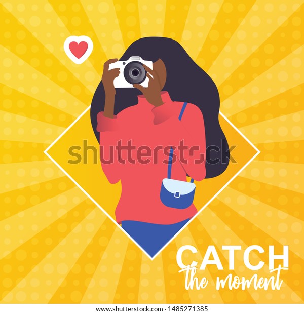 Isolated Young Woman Doing Photo Woman Stock Vector Royalty Free