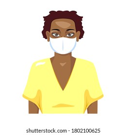 Isolated young woman wearing a face mask - Vector