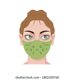 Isolated young woman wearing a face mask - Vector