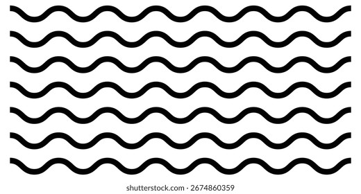 Isolated zig zag line on white page. Set of curved abstract lines on white background. Set of wavy zig zag lines. Modern zigzag illustration line set. EPS 10. 