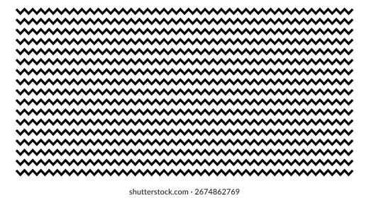 Zickzacklinie auf weißer Seite isoliert. Satz gekrümmter abstrakter Linien auf weißem Hintergrund.  Modernes Zickzack-Illustrationslinienset. Symbol für grafische Muster-Shapes. Vektor-isolierter Mustersatz. EPS 10. 