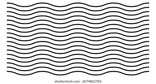 Línea en zig zag aislada en la página blanca. Conjunto de líneas abstractas curvas sobre fondo blanco.  Conjunto de líneas de ilustración en zigzag moderno. Icono de Formas de patrón gráfico. Conjunto de patrón aislado de Vector. EPS 10. 