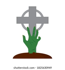 Isolated zombie tomb halloween october scary icon- Vector