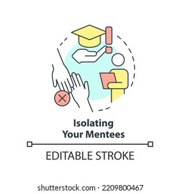 Isolating Mentees Concept Icon. Ethical Issue In Mentoring Abstract Idea Thin Line Illustration. Trainee Loneliness. Isolated Outline Drawing. Editable Stroke. Arial, Myriad Pro-Bold Fonts Used