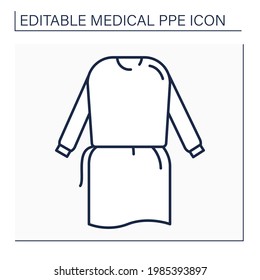 Isolation Gown Line Icon. Personal Protective Equipment. Special Equipment For Surgeons. Medical PPE Concept. Isolated Vector Illustration. Editable Stroke