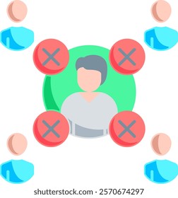 Isolation Icon - Flat Color Style - Social Anxiety Theme