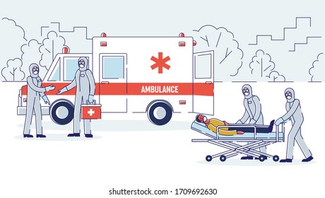 Isolation Infected Patients Concept Ambulance Brigade Stock Vector ...