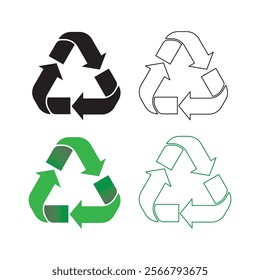 Isolation set of recycle sign symbol illustration vector for stick on packaging of product , Reuse reduce and recycle to reservation environment concept by EPS file.