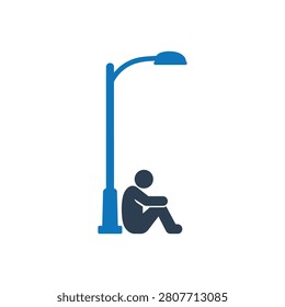 Isolation Under Streetlight Concept Icon Isolated On White Background
