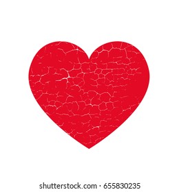 Isolatted distress grunge heart with wooden parquet texture. Element for greeting card, Valentine s Day, wedding, t-shirt. Creative concept. Vector illustration