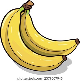 Banana vectorial de fruta aislada en fondo blanco