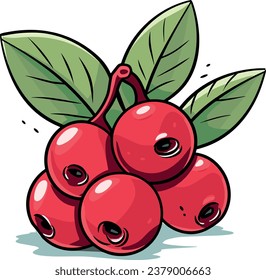 Arándano vectorial de fruta aislado en fondo blanco