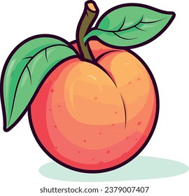 Isoled fruit vector peach in white background