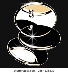 Isoleted vector element in liqud metal, glossy gold. Premium decorative 3D composition.