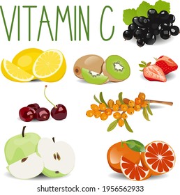 Isollated fruts on white background vitamin C