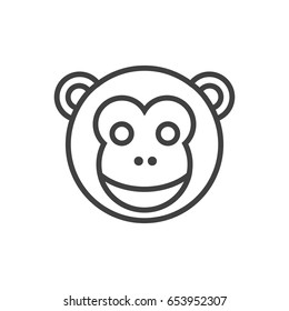 Isolted Ape Outline Symbol On Clean Background. Vector Monkey Element In Trendy Style.