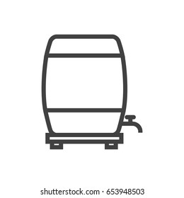 Isolted Barrel Outline Symbol On Clean Background. Vector Wine Cask  Element In Trendy Style.
