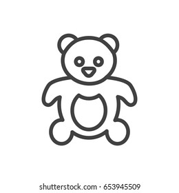 Isolted Bear Outline Symbol On Clean Background. Vector Teddy Element In Trendy Style.