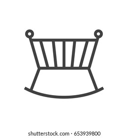Isolted Cot Outline Symbol On Clean Background. Vector Crib Element In Trendy Style.