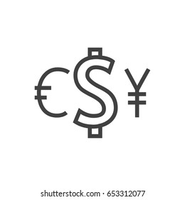 Isolted Currency Outline Symbol On Clean Background. Vector Exchange Element In Trendy Style.
