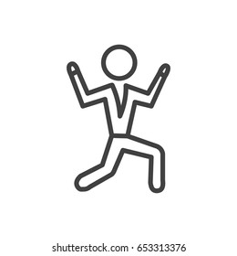 Isolted Disco Outline Symbol On Clean Background. Vector Dancing Man Element In Trendy Style.