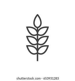 Isolted Grain Outline Symbol On Clean Background. Vector Wheat Element In Trendy Style.