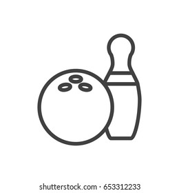 Isolted Kegling Outline Symbol On Clean Background. Vector Bowling Element In Trendy Style.