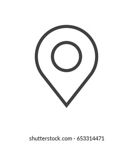 Isolted Location Outline Symbol On Clean Background. Vector Place Pointer Element In Trendy Style.