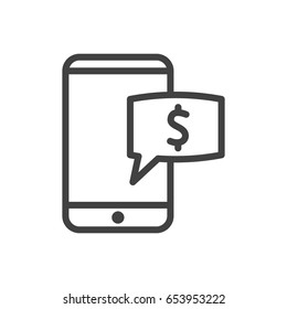 Isolted Mobile Banking Outline Symbol On Clean Background. Vector Electron Payment  Element In Trendy Style.