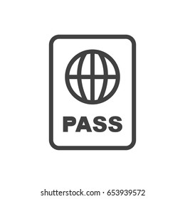 Isolted Passport Outline Symbol On Clean Background. Vector Certification Element In Trendy Style.