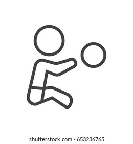 Isolted Playing Outline Symbol On Clean Background. Vector Boy Element In Trendy Style.