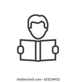 Isolted Reading Outline Symbol On Clean Background. Vector Learning Element In Trendy Style.
