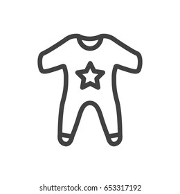 Isolted Romper Outline Symbol On Clean Background. Vector Smock Element In Trendy Style.