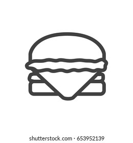 Isolted Sandwich Outline Symbol On Clean Background. Vector Hamburger  Element In Trendy Style.