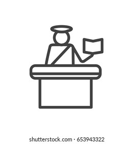 Isolted Security Outline Symbol On Clean Background. Vector Passport Controller Element In Trendy Style.