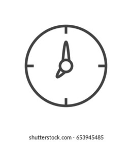Isolted Time Outline Symbol On Clean Background. Vector Clock Element In Trendy Style.