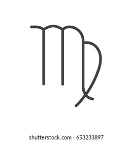Isolted Virgin Outline Symbol On Clean Background. Vector Virgo Element In Trendy Style.