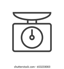 Isolted Weighing Machine Outline Symbol On Clean Background. Vector Scales  Element In Trendy Style.