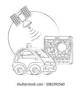 isomatric car and tablet with gps app