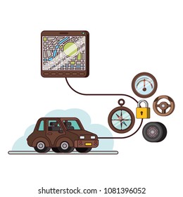 isomatric car and tablet with gps app