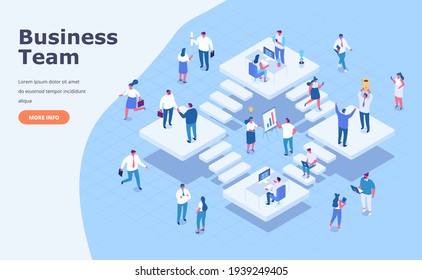 Isomeric Office People Vector Set. Office Life. Business People, Teamwork. 