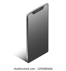 Isomeric smartphone isolated on white background. Copy space template mobile device. 